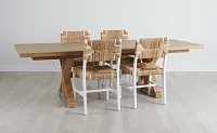 Nantucket Light Tone Trestle Table & 4 Woven Chairs