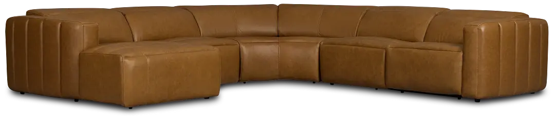 Jace Medium Brown Lthr/vinyl Small Left Chaise Power Reclining Sectional Jace Medium Brown Lthr/vinyl Small Left Chaise Power Reclining Sectional