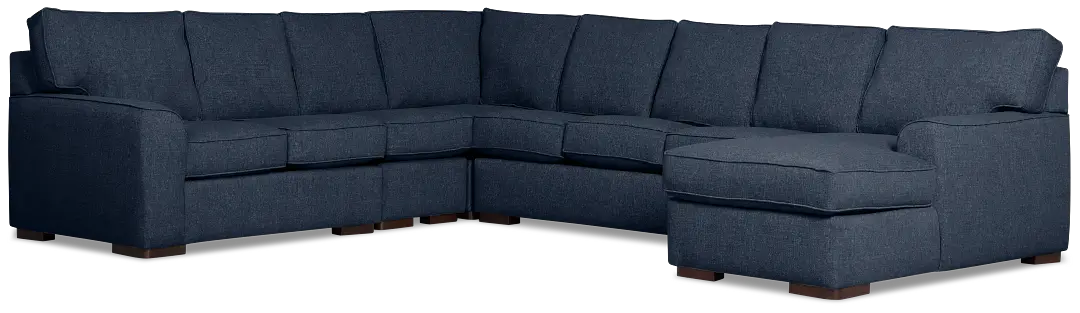 Sinclair Dark Blue Fabric Right Chaise Innerspring Sleeper Sectional Sinclair Dark Blue Fabric Right Chaise Innerspring Sleeper Sectional