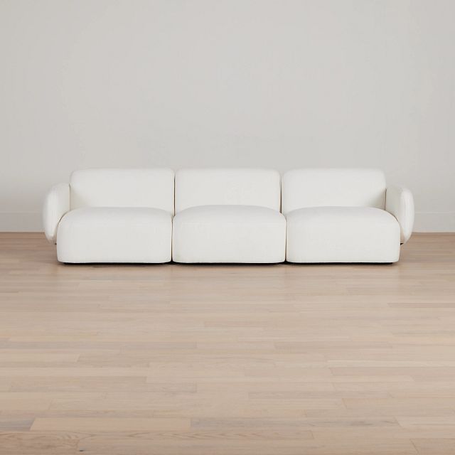 Halsey White Fabric 3 Piece Modular Sofa