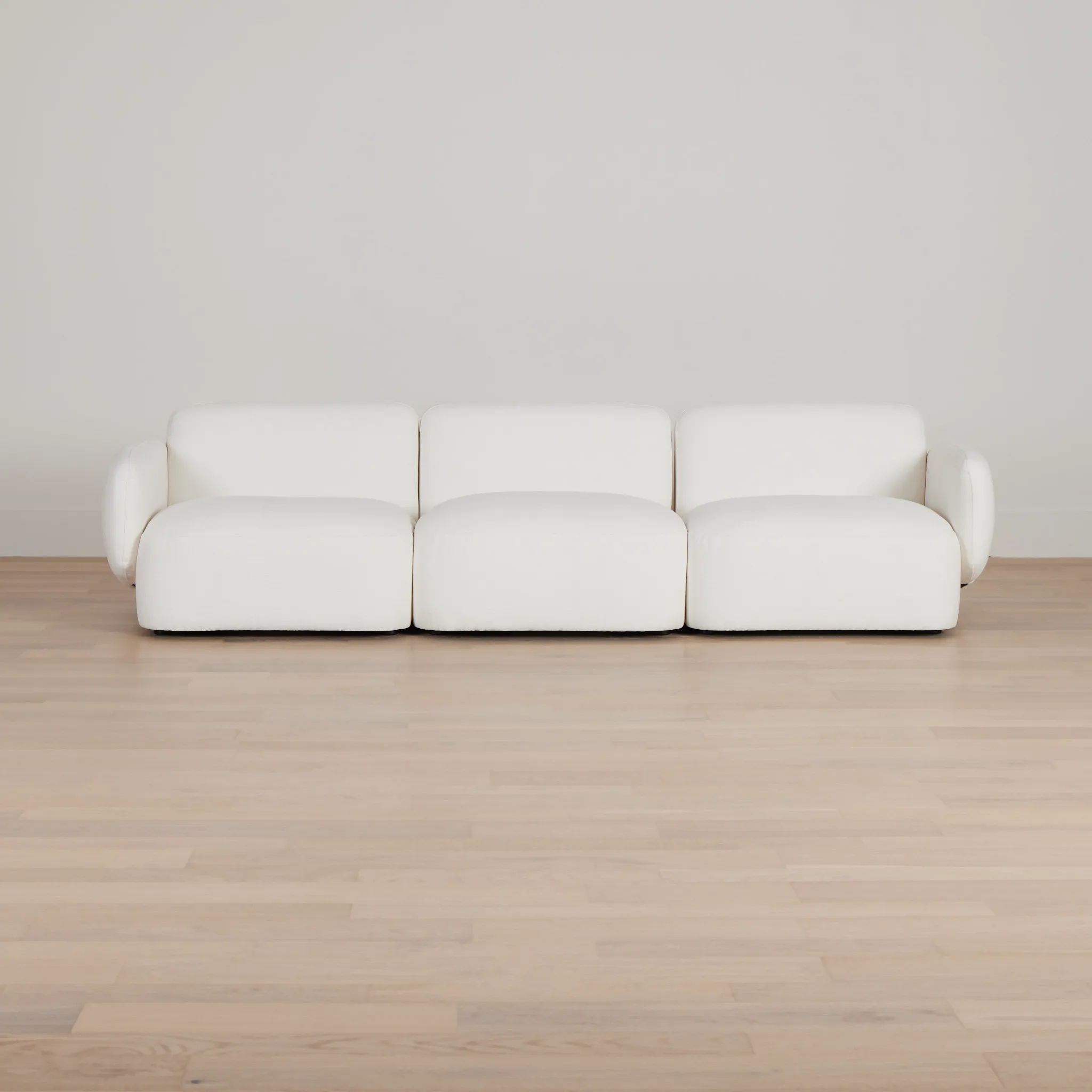 Halsey White Fabric 3-piece Modular Sofa