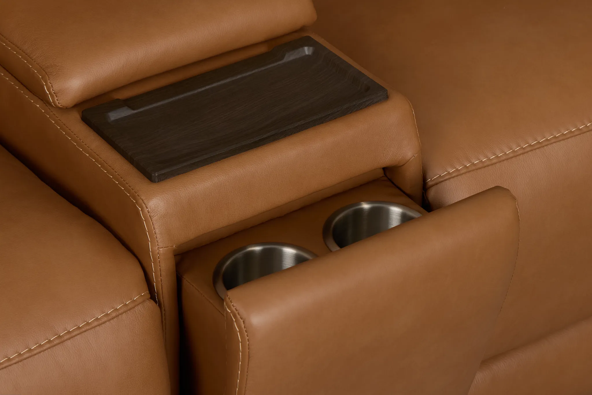 Flexsteel Belmont Medium Brown Lthr/vinyl Large Dual Power Reclining Two-arm Sectional