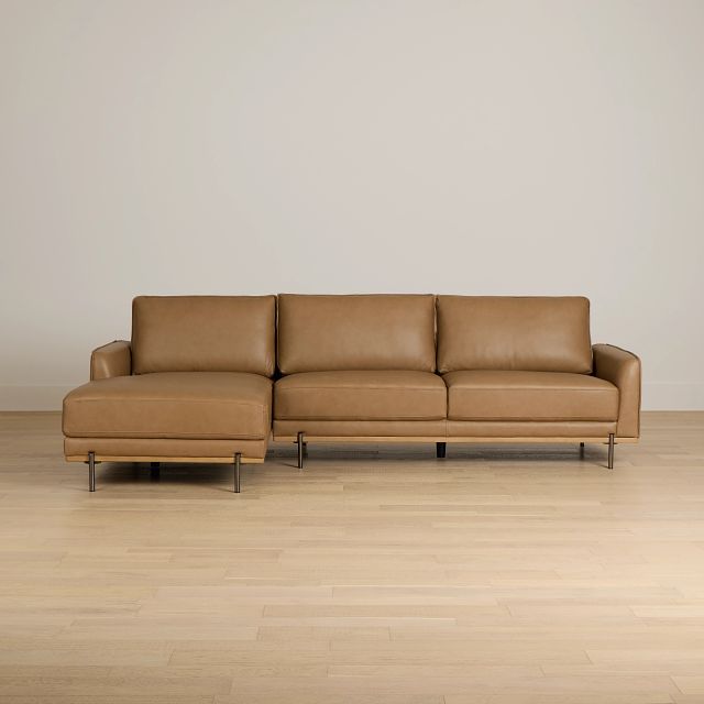 Tessa Light Brown Leather Left Chaise Sectional