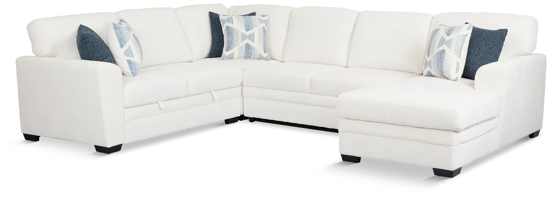 Everly White Fabric Medium Right Chaise Storage Sectional