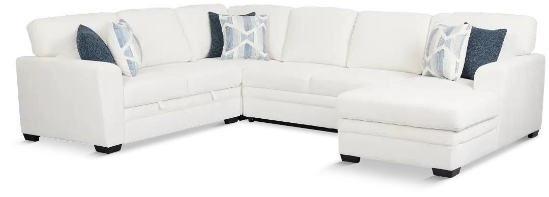 Everly White Fabric Medium Right Chaise Storage Sectional Everly White Fabric Medium Right Chaise Storage Sectional
