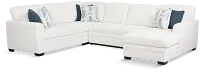Everly White Fabric Medium Right Chaise Storage Sectional
