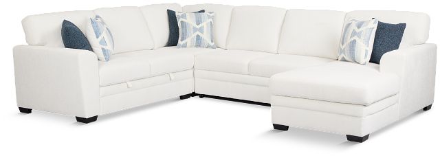 Everly White Fabric Medium Right Chaise Storage Sectional