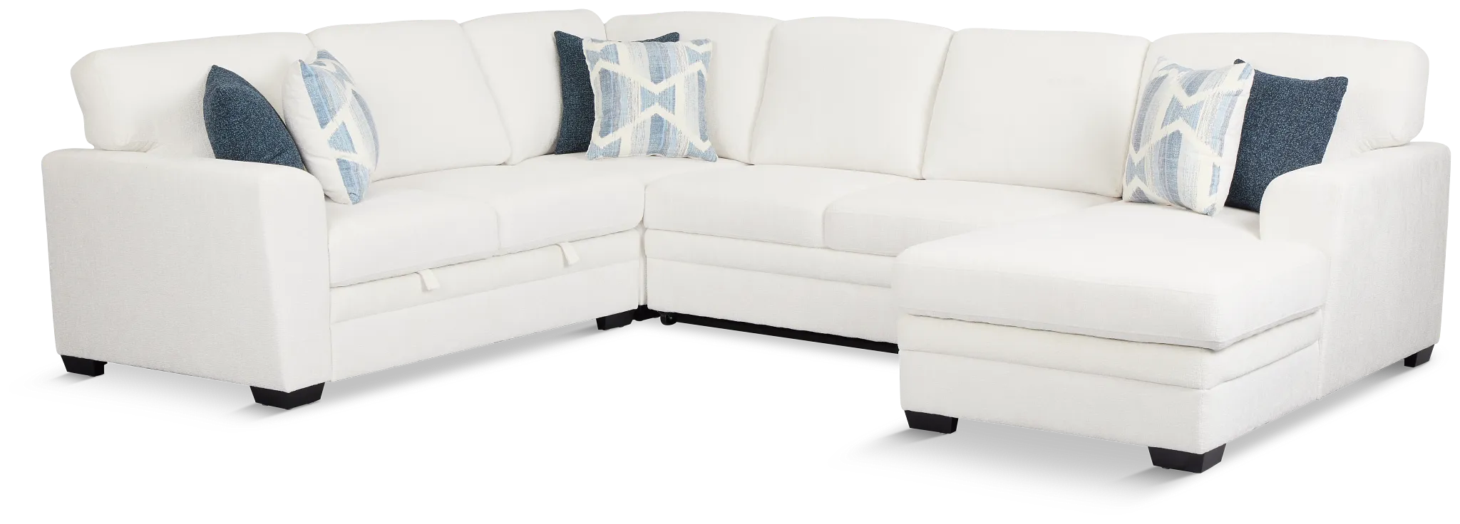 Everly White Fabric Medium Right Chaise Storage Sectional