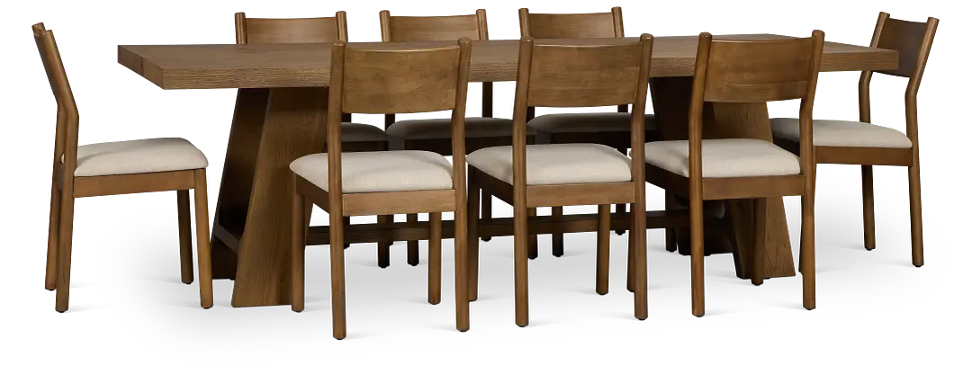 Rochester Mid Tone Rect Table & 8 Uph Chairs Rochester Mid Tone Rect Table & 8 Uph Chairs