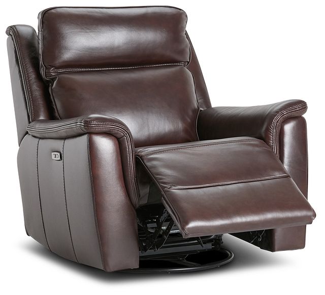 Aiden Brown Leather Power Glider Recliner With Power Headrest