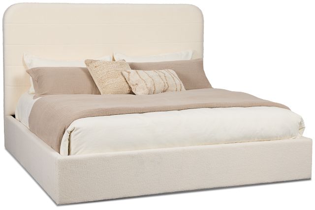 Lyndie Beige Upholstered Platform Bed