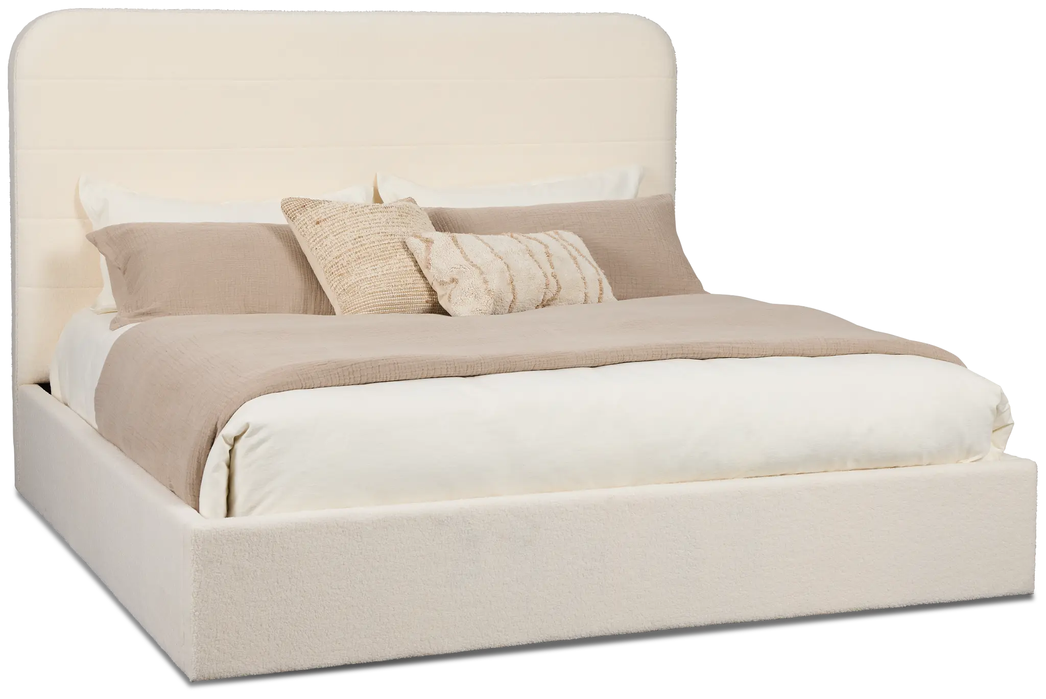 Lyndie Beige Upholstered Platform Bed Lyndie Beige Upholstered Platform Bed