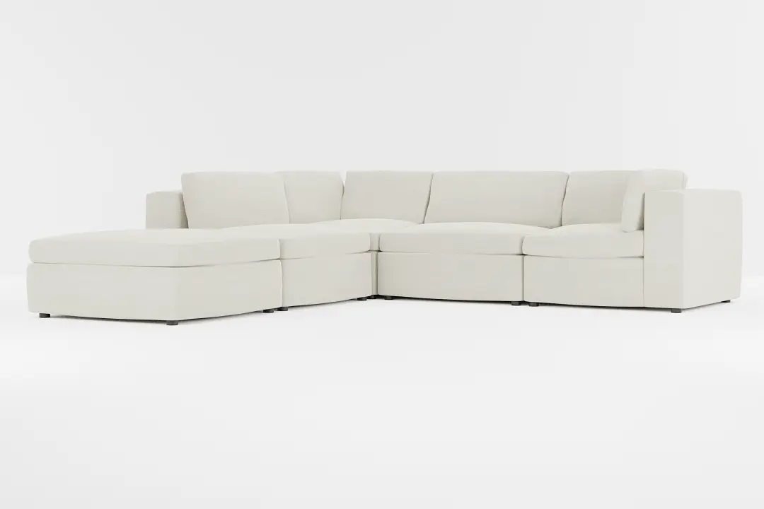 Destin Elite Ivory Fabric 5pc Bumper Sectional Destin Elite Ivory Fabric 5pc Bumper Sectional