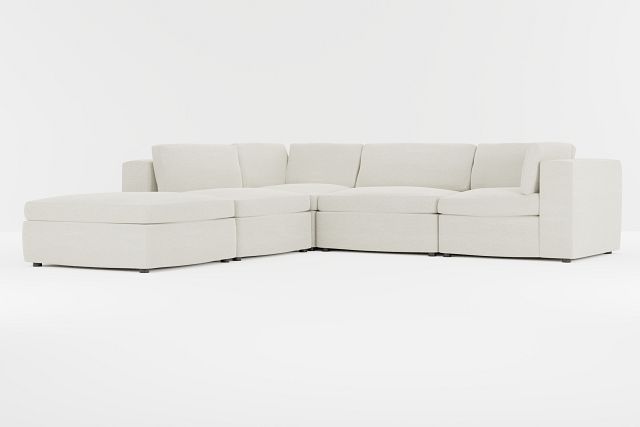 Destin Elite Ivory Fabric 5pc Bumper Sectional