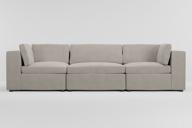 Destin Revenue Beige Fabric 3 Piece Modular Sofa