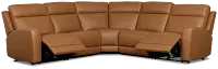 Flexsteel Belmont Medium Brown Lthr/vinyl Small Dual Power Reclining Two-arm Sectional