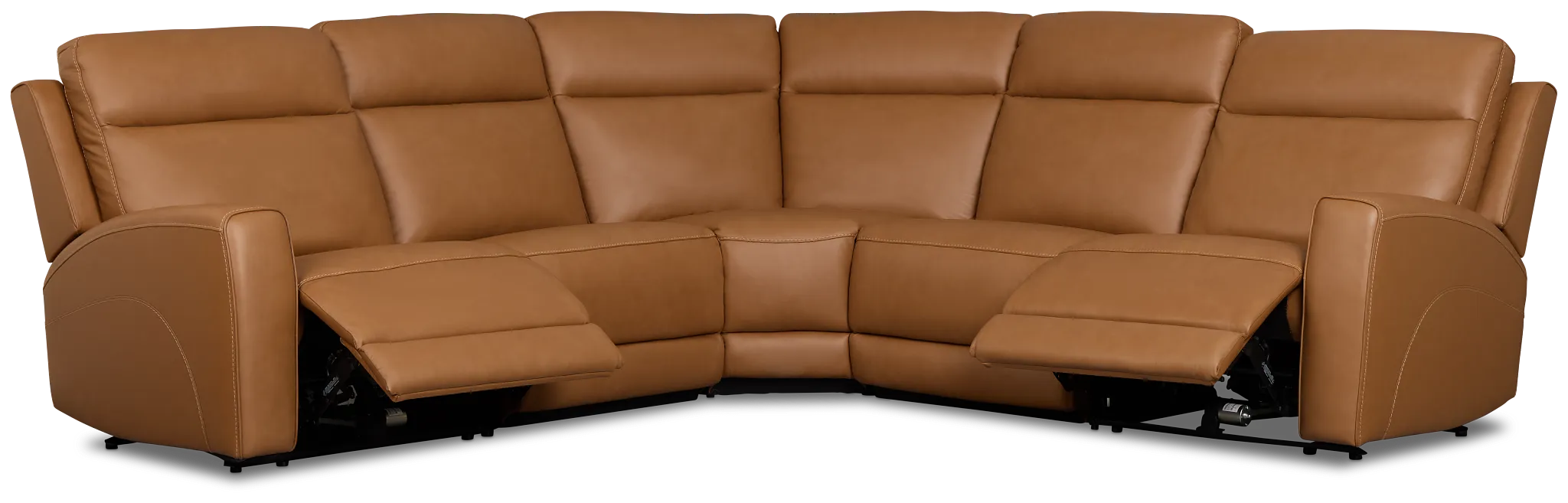 Flexsteel Belmont Medium Brown Lthr/vinyl Small Dual Power Reclining Two-arm Sectional