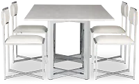 Amalfi White Marble Rectangular Table & 4 Metal Chairs