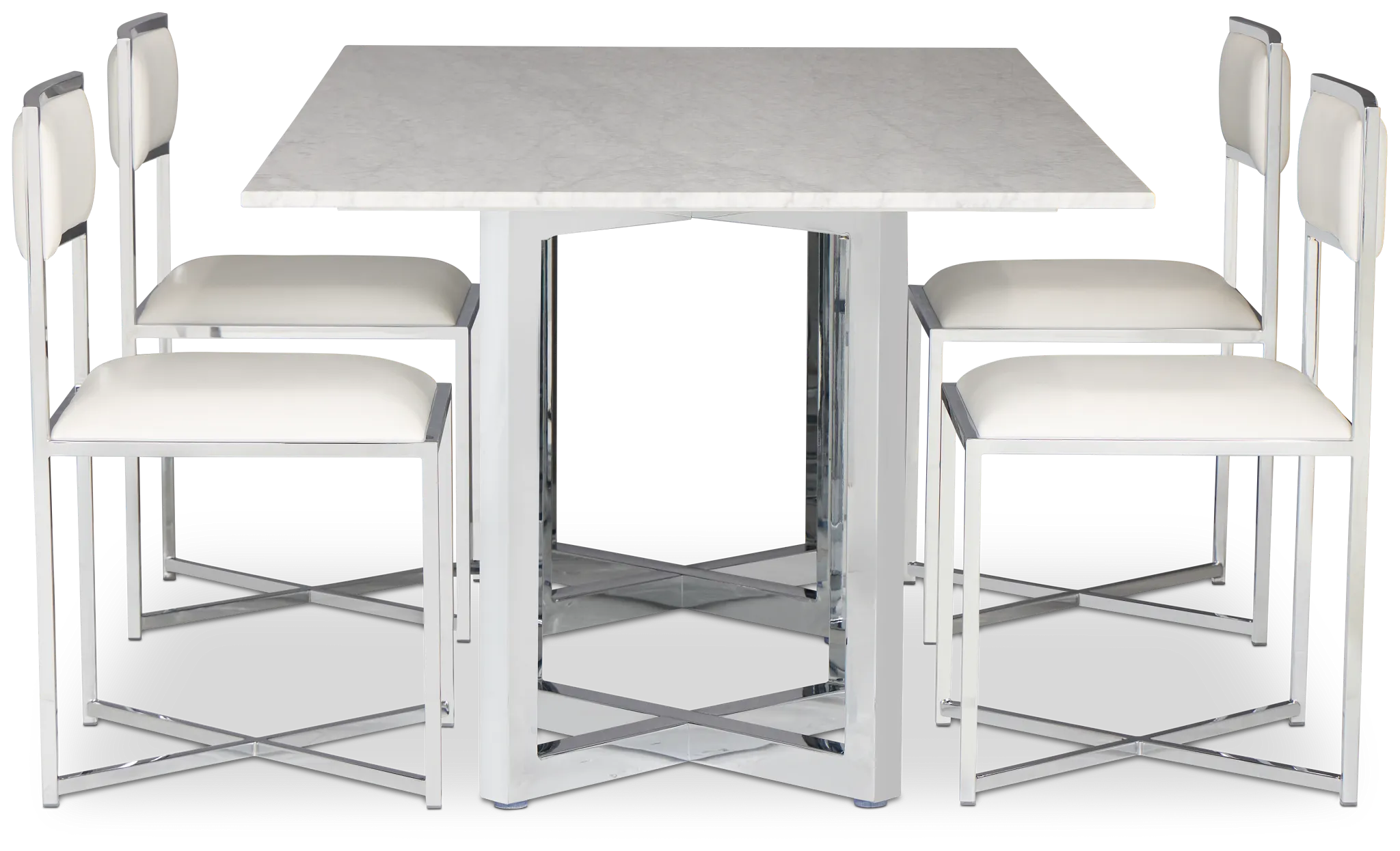 Amalfi White Marble Rectangular Table & 4 Metal Chairs
