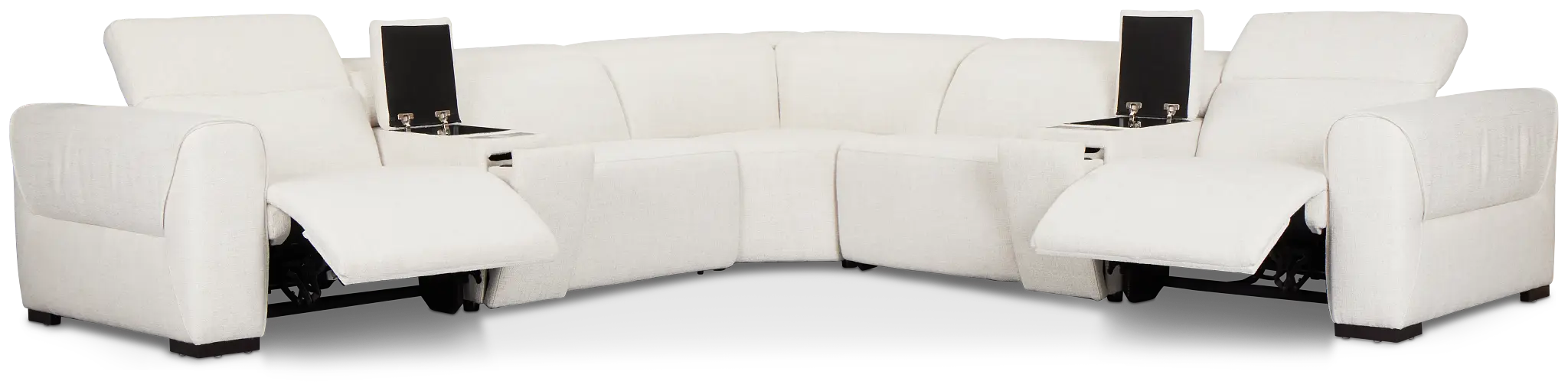 Ellis Light Beige Fabric Large Dual Power Reclining Two-arm Sectional Ellis Light Beige Fabric Large Dual Power Reclining Two-arm Sectional