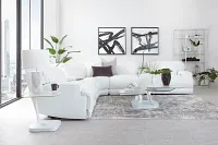 Reign White Lthr/vinyl Large Triple Power Reclining Two-arm Sectional