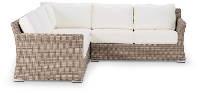 Raleigh White Woven Small Two-arm Sectional