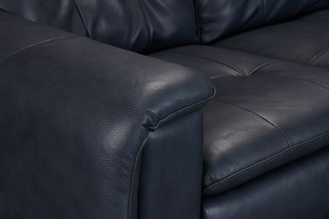 Rowan Navy Leather Right Chaise Sectional