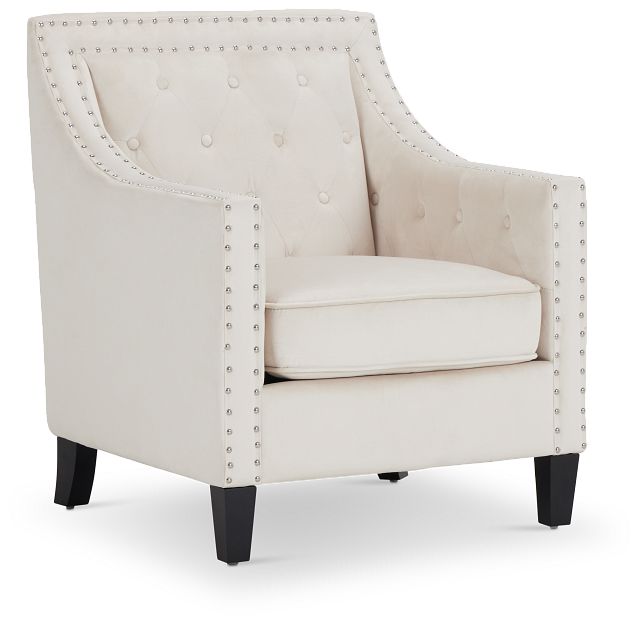 Tiffany Light Beige Velvet Accent Chair (1)