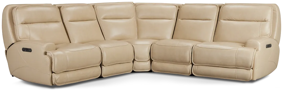 Casey Light Beige Lthr/vinyl Small Two-arm Power Reclining Sectional