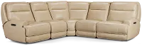 Casey Light Beige Lthr/vinyl Small Two-arm Power Reclining Sectional
