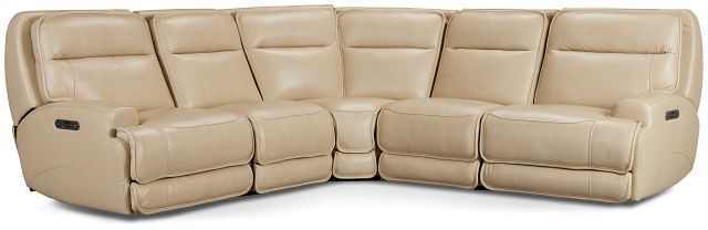 Casey Light Beige Lthr/vinyl Small Two-arm Power Reclining Sectional
