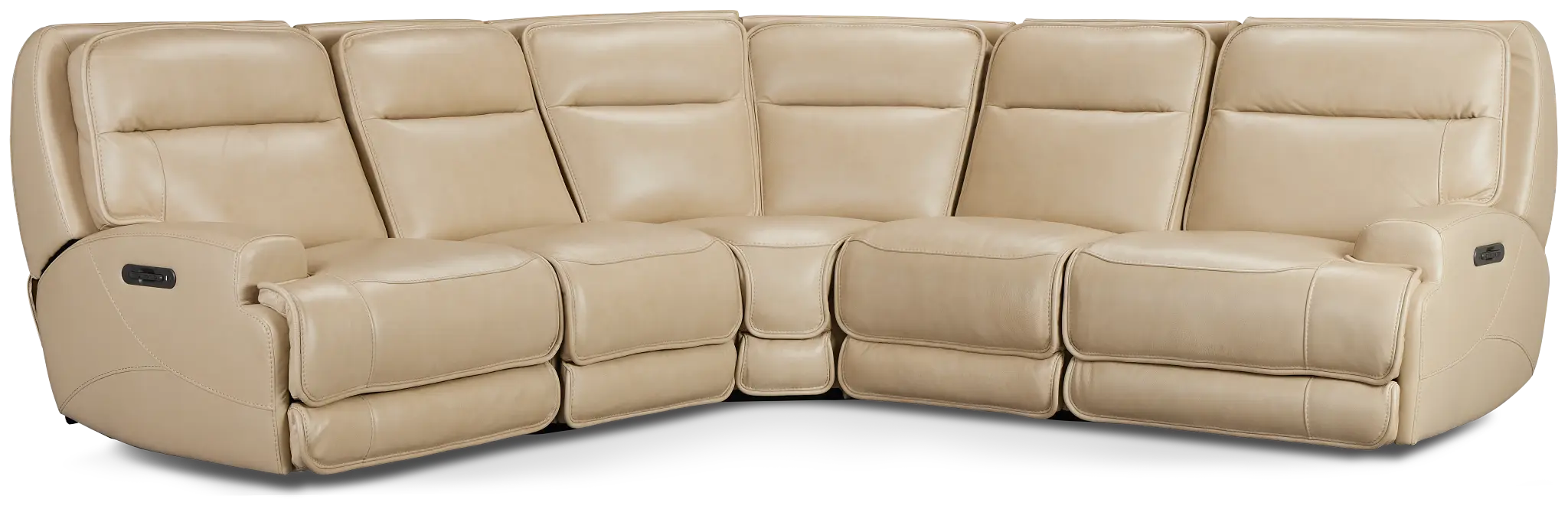 Casey Light Beige Lthr/vinyl Small Two-arm Power Reclining Sectional Casey Light Beige Lthr/vinyl Small Two-arm Power Reclining Sectional