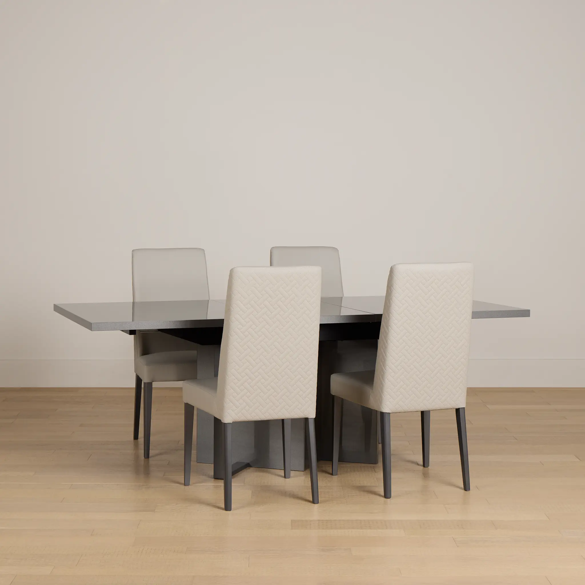 Oslo Gray Extension Rectangular Table & 4 Upholstered Chairs Oslo Gray Extension Rectangular Table & 4 Upholstered Chairs