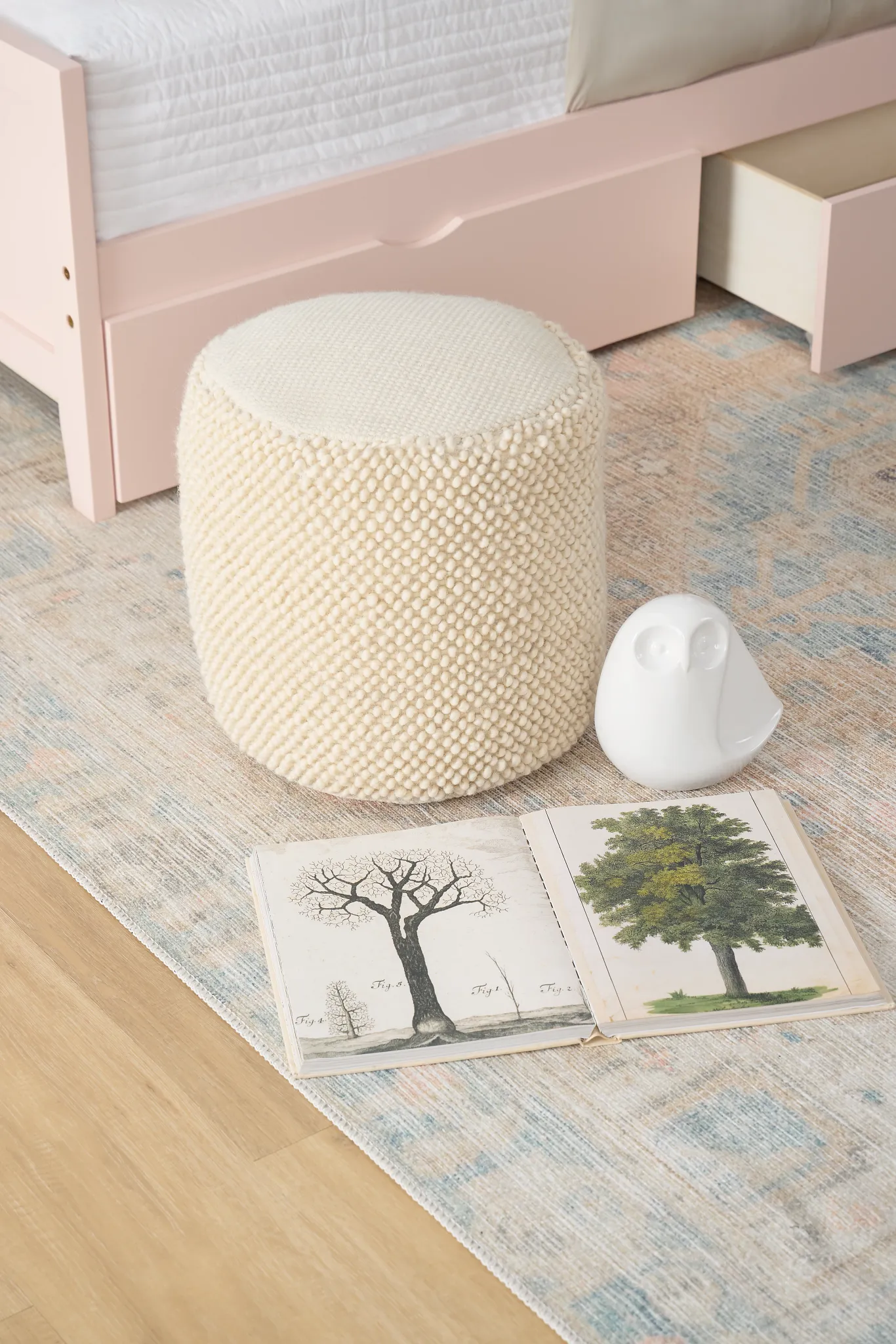 Jordan Ivory Round Accent Pouf