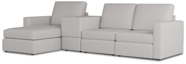 Citymod Light Gray Fabric Small Left Chaise Sectional With Storage Console