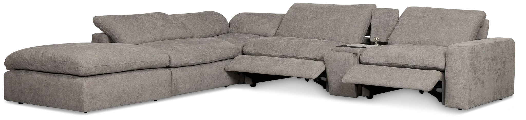 Drift Dark Gray Fabric Large Dual Power Left Bumper Sectional Drift Dark Gray Fabric Large Dual Power Left Bumper Sectional