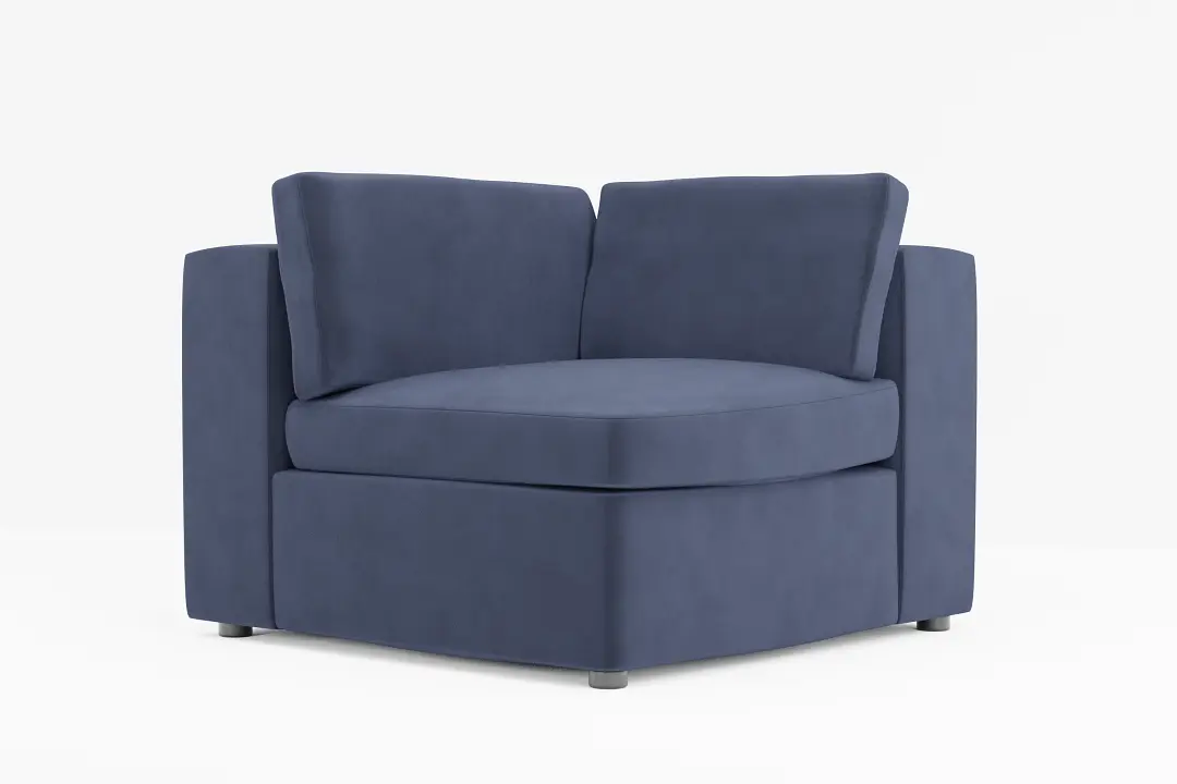 Destin Joya Dark Blue Velvet Corner Chair Destin Joya Dark Blue Velvet Corner Chair