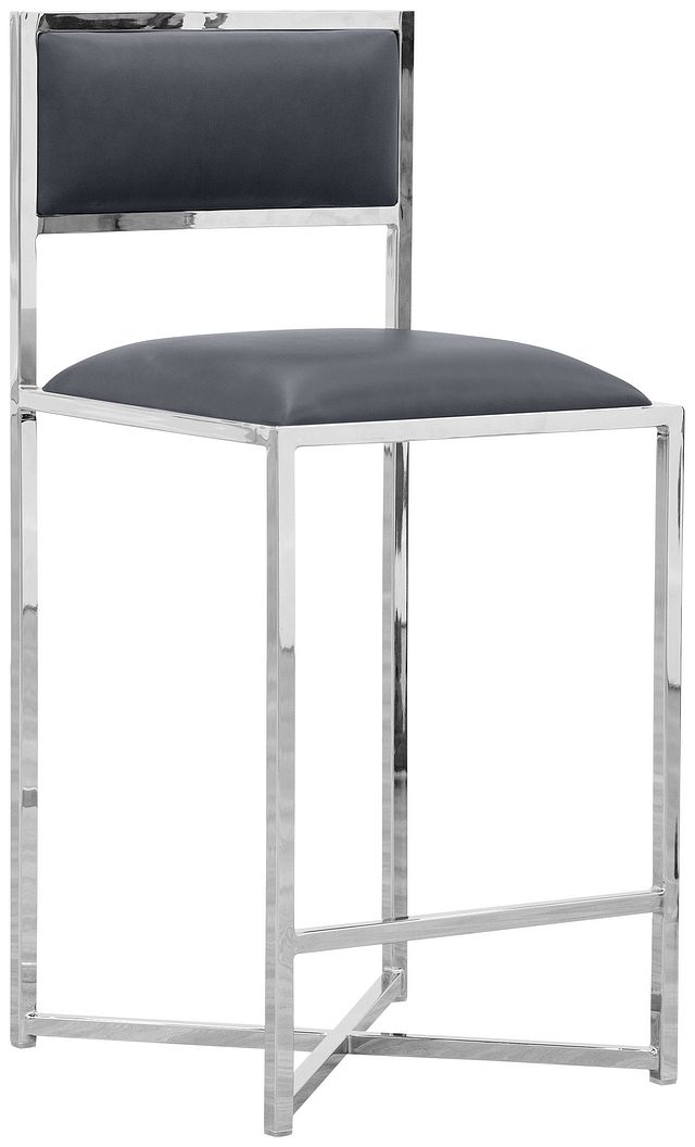 Amalfi Graystnl Steel 24" Upholstered Barstool