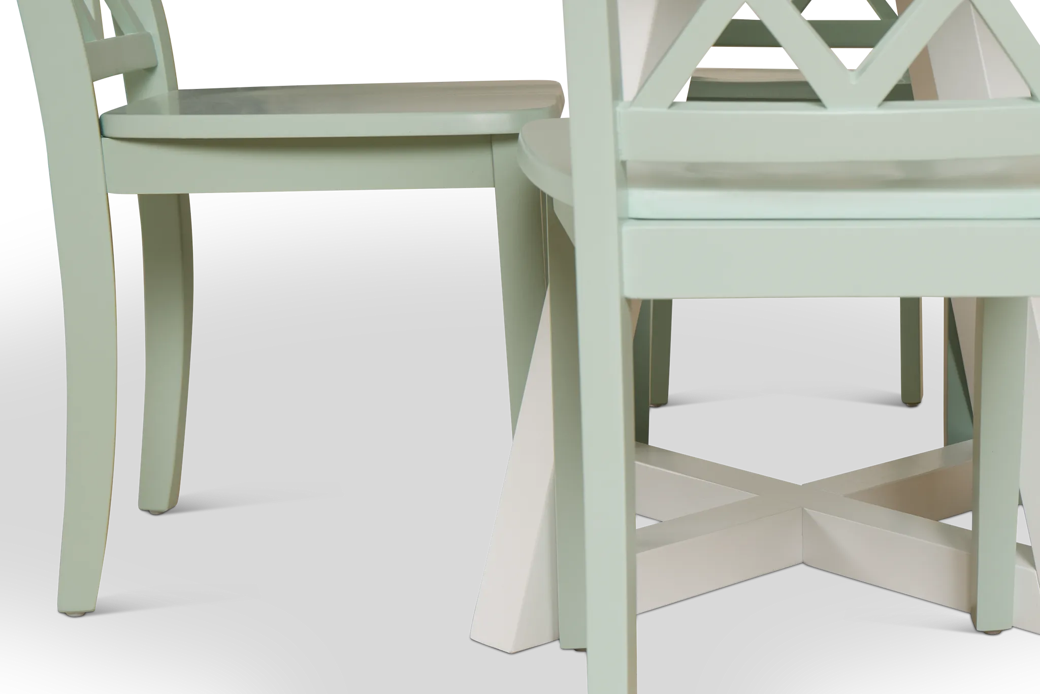 Edgartown White Round Table & 4 Light Blue Wood Chairs