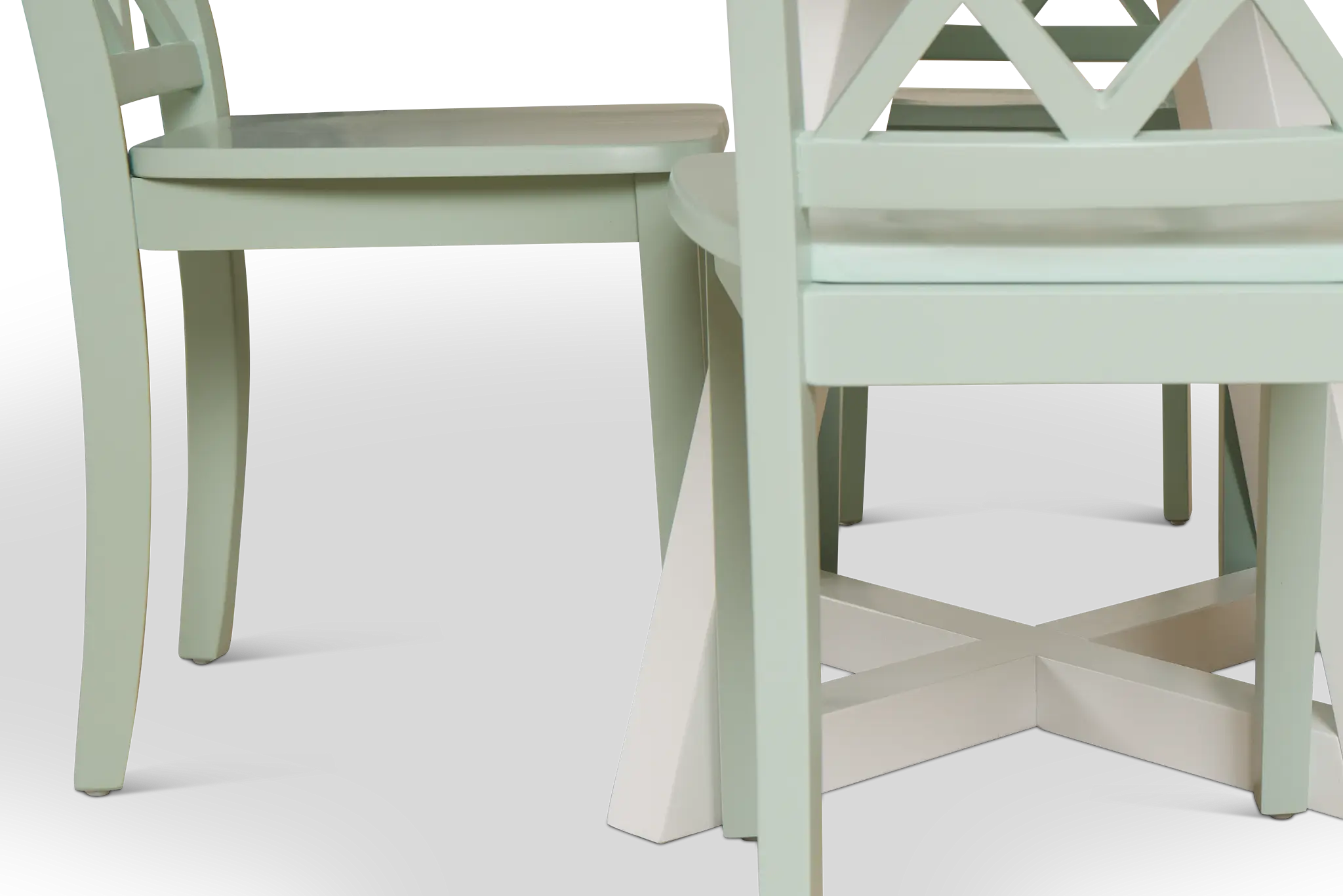 Edgartown White Round Table & 4 Light Blue Wood Chairs Edgartown White Round Table & 4 Light Blue Wood Chairs