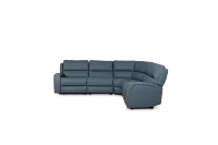 Summit Blue Lthr/vinyl Small Two-arm Power Reclining Sectional