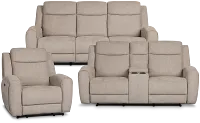 Walker Beige Fabric Power Reclining Living Room