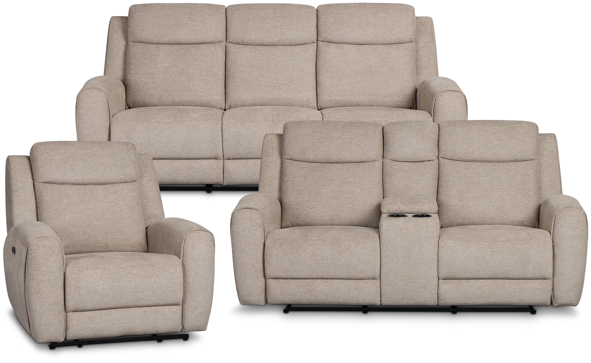 Walker Beige Fabric Power Reclining Living Room