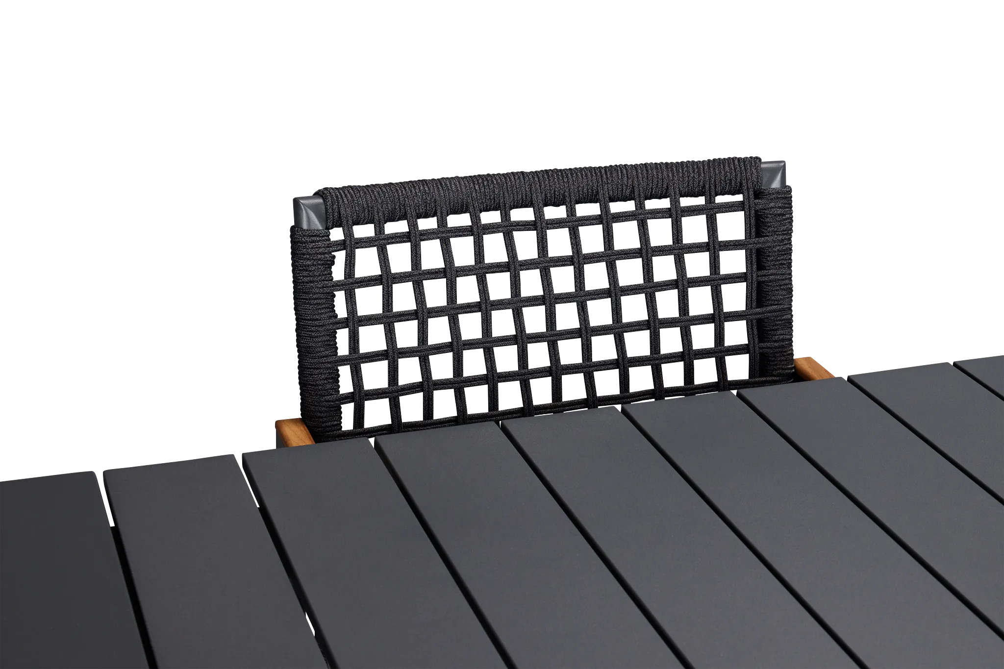 Sunrise Dark Gray 86" Rectangular Table & 4 Teak Arm Chairs