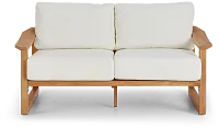 Tobago Light Tone Loveseat With White Cushions