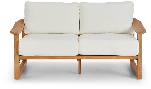 Tobago Light Tone Loveseat With White Cushions