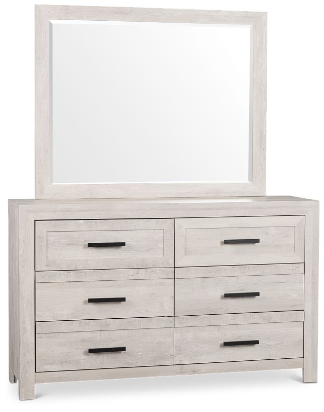Delray White Dresser & Mirror