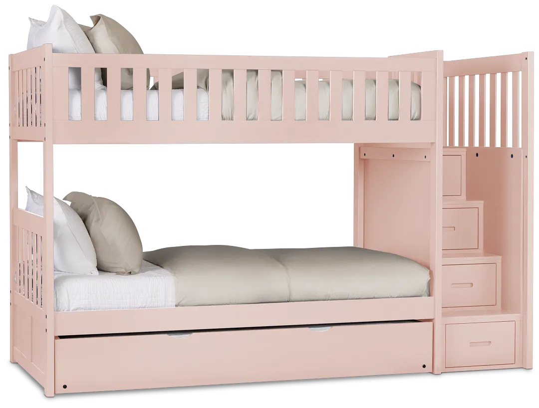 Charleston Pink Step Trundle Bunk Bed