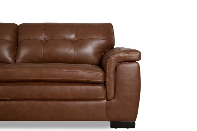 Braden Medium Brown Leather Left Chaise Sectional