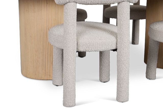 Clayton Light Tone Oval Table & 4 Upholstered Chairs